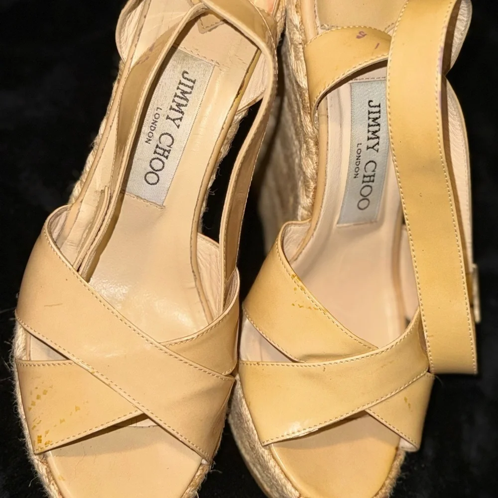 Jimmy Choo Cream Espadrilles with Suede Straps